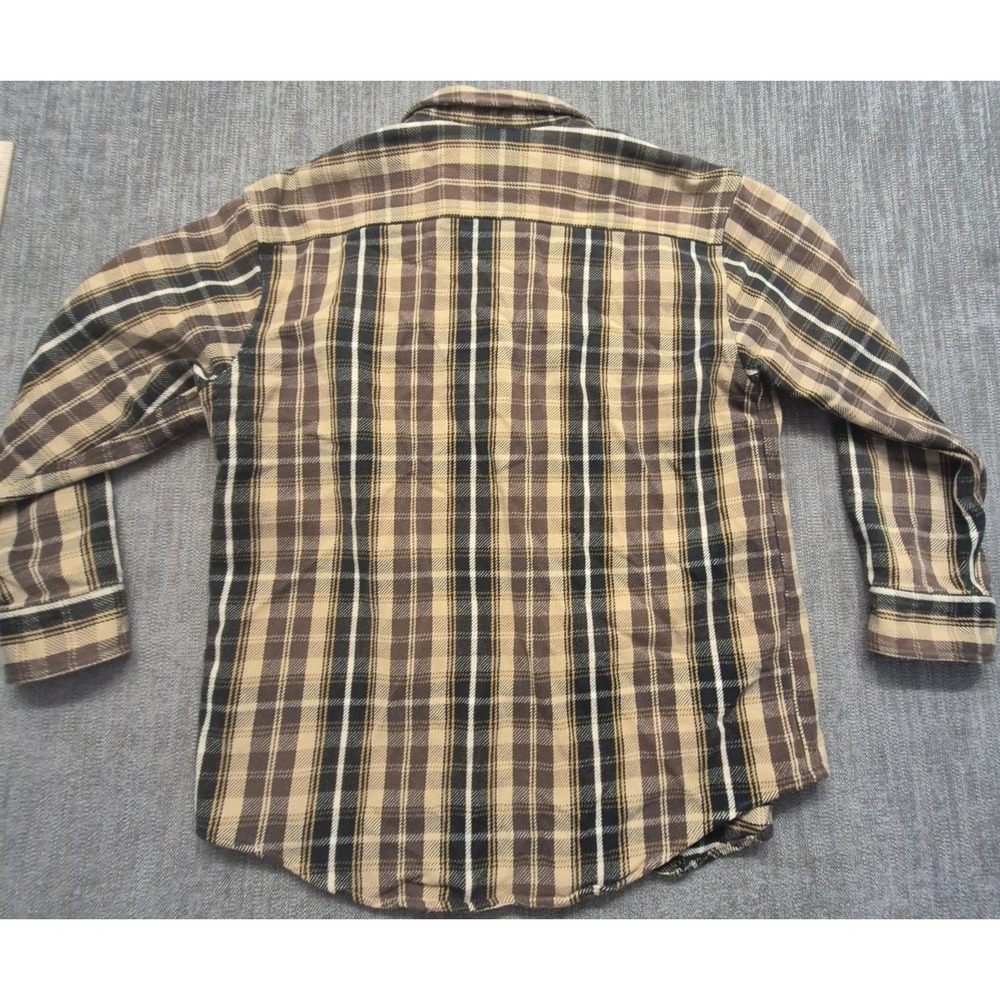 VTG St. John Bay men's brown plaid flannel button up long sleeve shirt LG Cotton - Picture 10 of 14